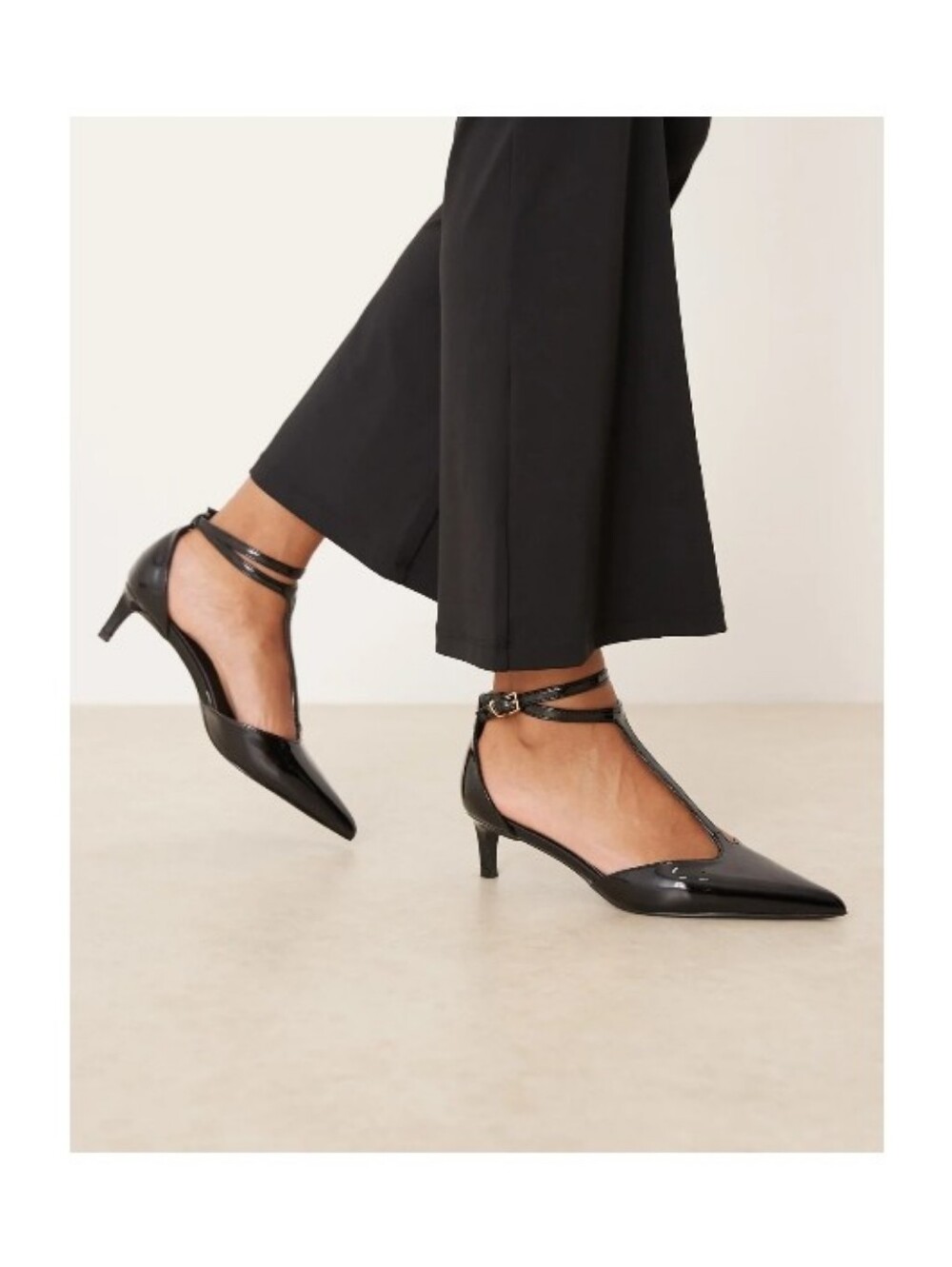 Wide Fit T-Strap Pointed Toe Heels